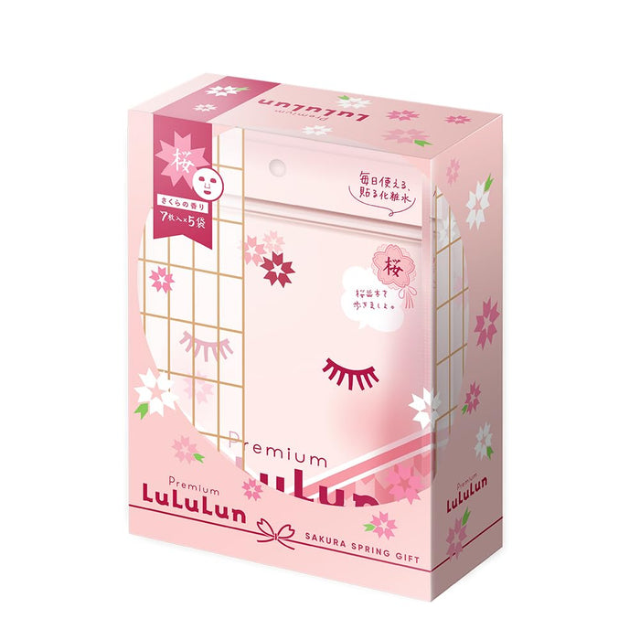 Lululun Premium Sakura Face Mask 7 Sheets x 5 Packs with Sakura Scent