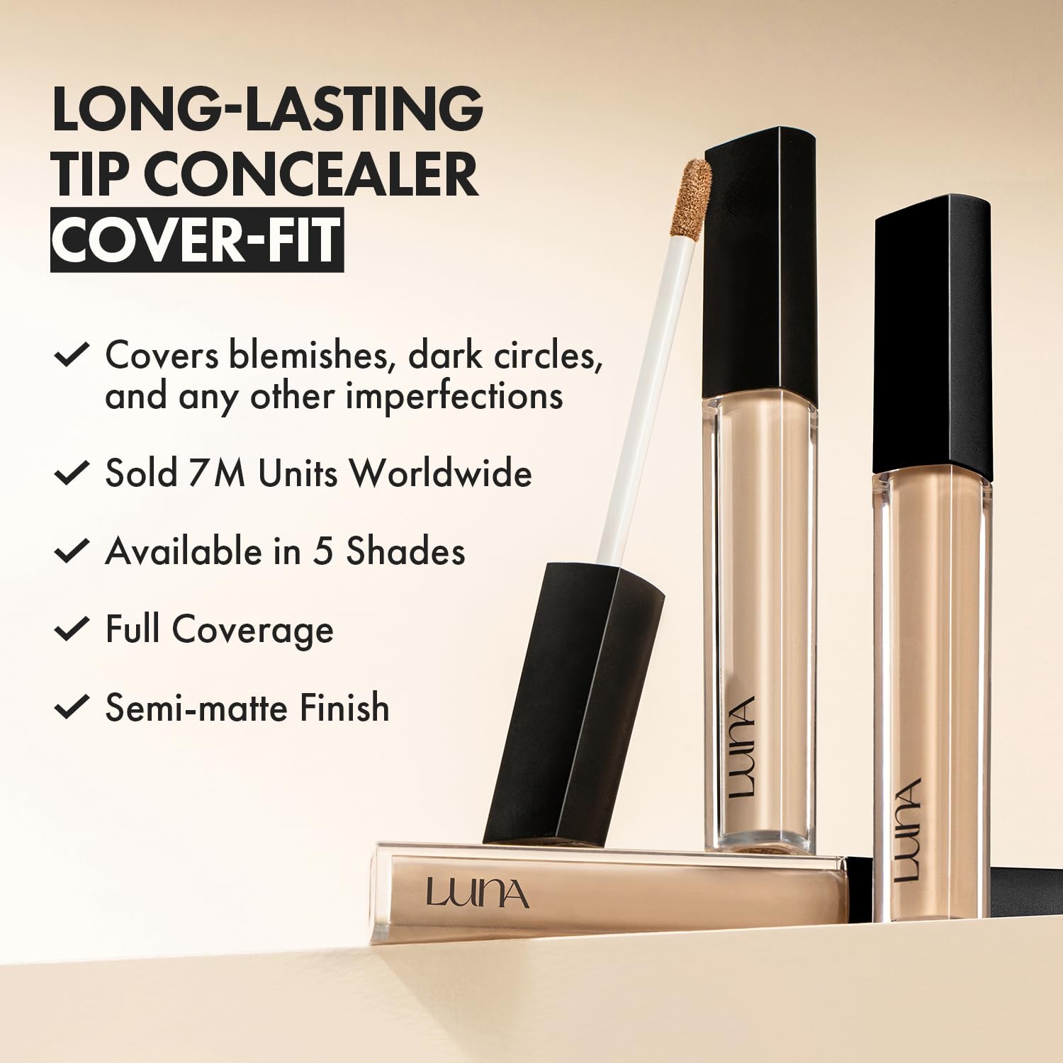 Luna Long Lasting Tip Concealer 7.5G No. 1 Vanilla Korean Makeup