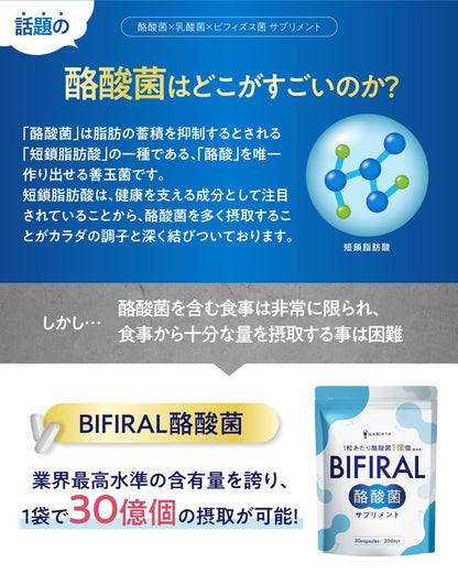 Asahi Group Foods Bifiral Supplement 3 Billion Probiotics 30-Day Supply Japan