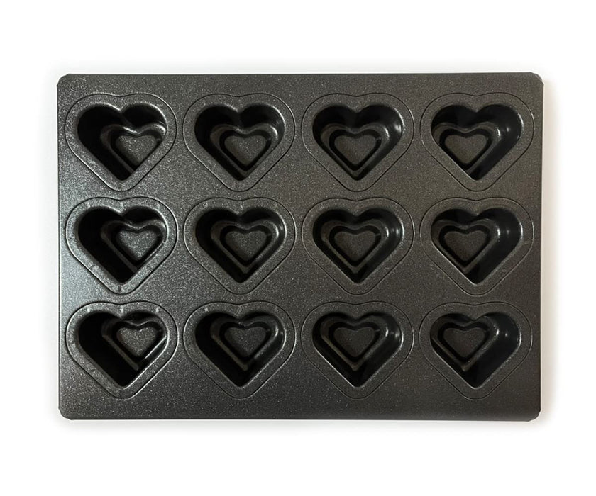 Matsunaga Double-Heart Cake Mold Teflon Coated 12 Wells Baking Mold