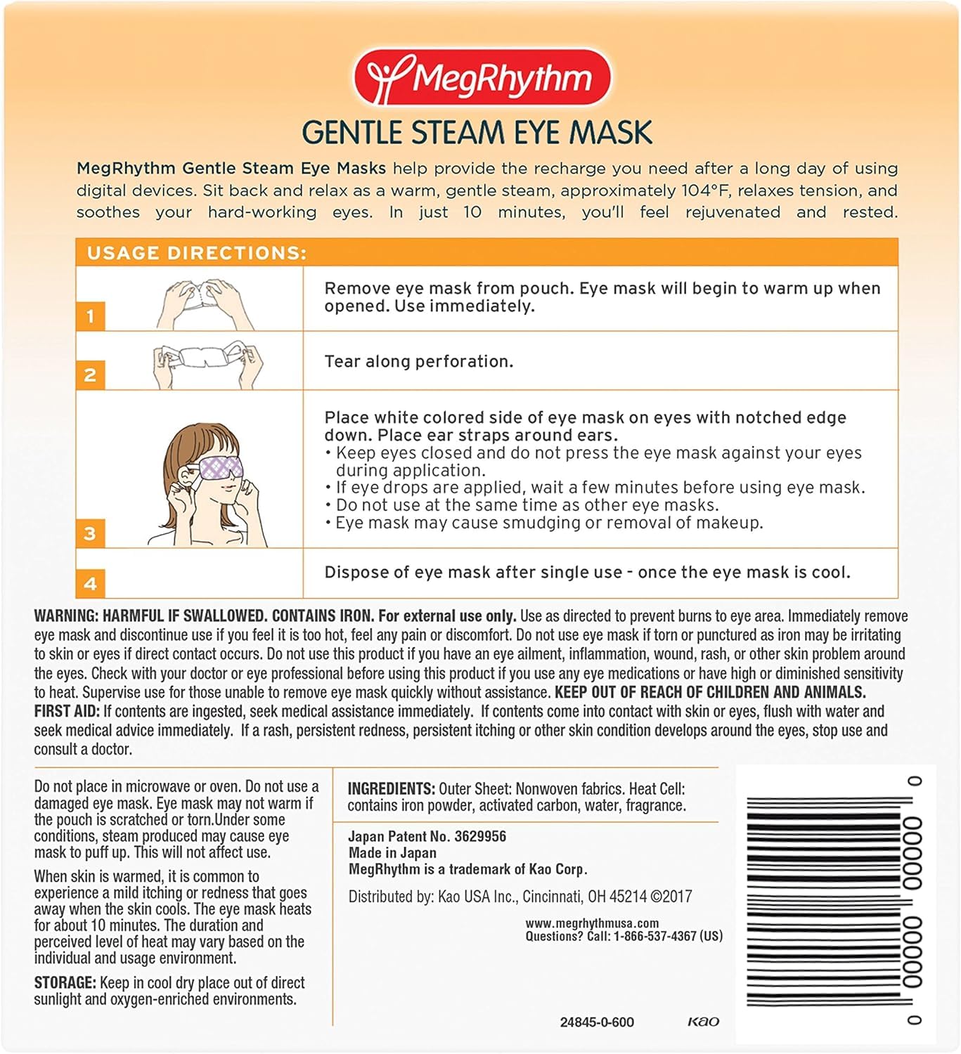 Megurhythm Steam Hot Eye Mask Forest Bathing Scent 12 Pieces