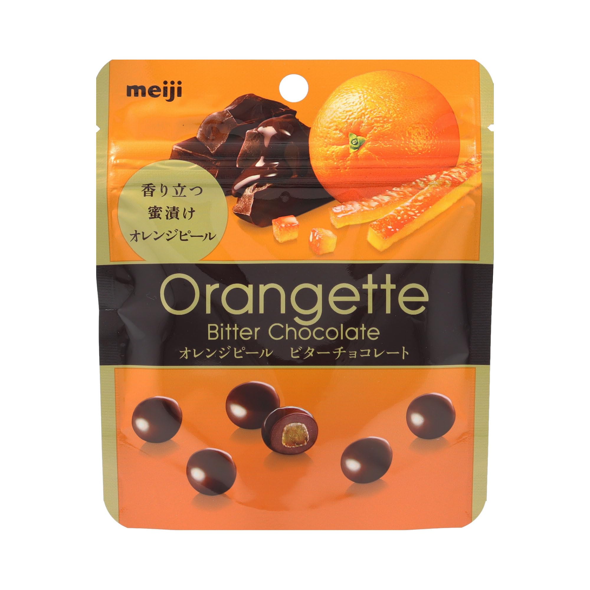 Meiji Orangette Chocolate Snacks Pouch 49G - Delicious Citrus Flavor