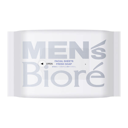 Men'S Biore Face Wash Sheets Clean Soap Scent Portable 20 Sheets for Men