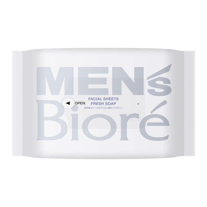 Men'S Biore Face Wash Sheets Clean Soap Scent Portable 20 Sheets for Men