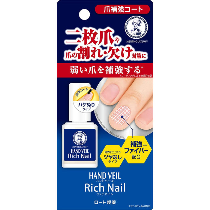 Mentholatum Hand Veil Nail Reinforcement Coat for Cracked Split Nails 10mL Matte