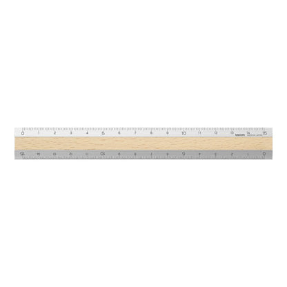 Designphil Midori 15cm Metal Wood Metric Ruler - Durable Precision Tool