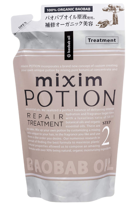 Mixim Potion Ex Repair Treatment Refill for Damaged Hair with Organic Ingredients 350g