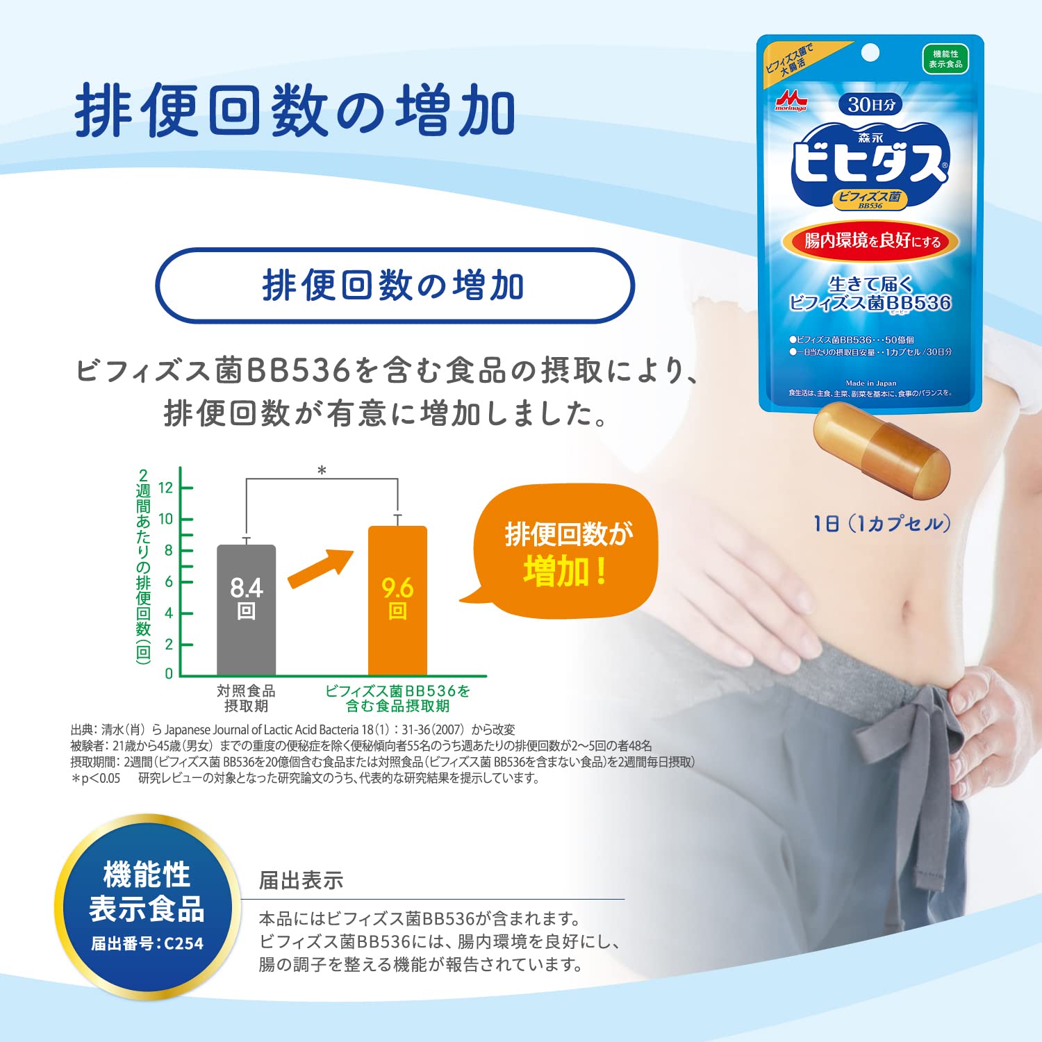 Morinaga Bifidobacterium Bb536 Capsules 30-Day Supply for Intestinal Health