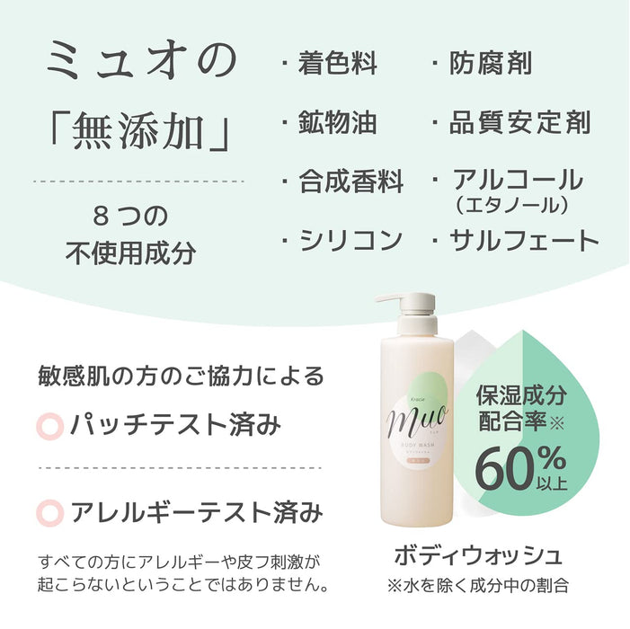 Muo Body Soap Pump 480ml – Gentle & Moisturizing Cleanser