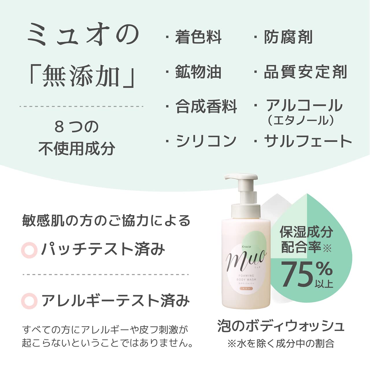 Muo Foaming Body Soap 480ml Pump – Gentle & Refreshing Cleanser