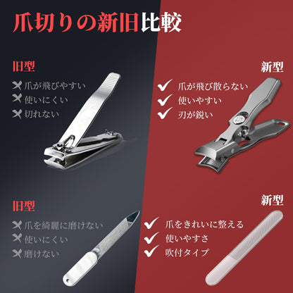 Keezing Nail Clippers Set: Japanese Stainless Steel Extra-Large Waterproof