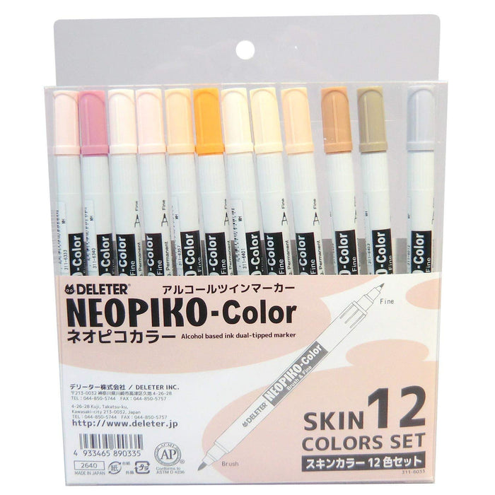 Deleter Neopico Color Skin Tone Markers Set - 12 Colors