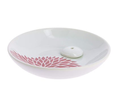 Nippon Code Japanese Incense Burner Set Chrysanthemum Pottery Holder Plate