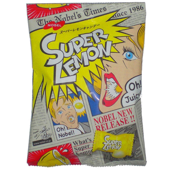 Nobel Super Lemon Sweet Sour Hard Candy 88g - Tangy Citrus Flavor Treat