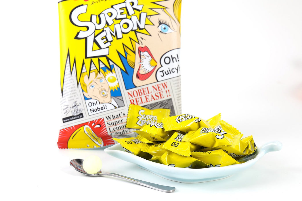 Nobel Super Lemon Sweet Sour Hard Candy 88g - Tangy Citrus Flavor Treat