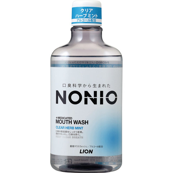 Lion Nonio Mouthwash Clear Herb Mint 600ml Single Bottle