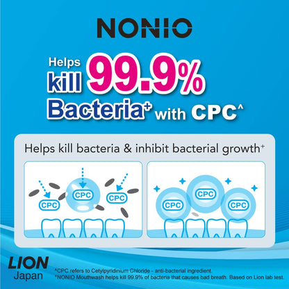 Lion Nonio Mouthwash Clear Herb Mint 600ml Single Bottle