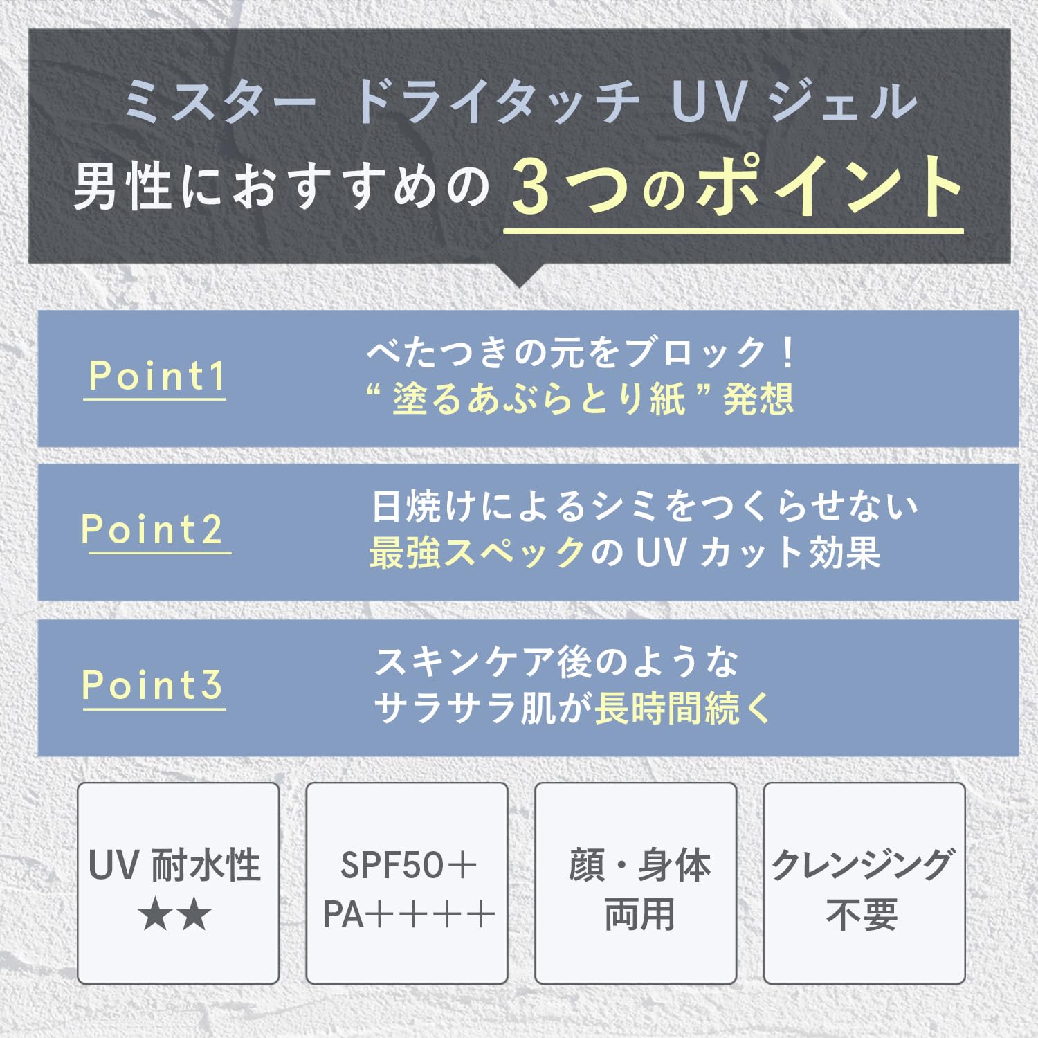 Orbis Mr. Dry Touch UV Gel Sunscreen SPF50 PA++++ 60g for Men Face & Body