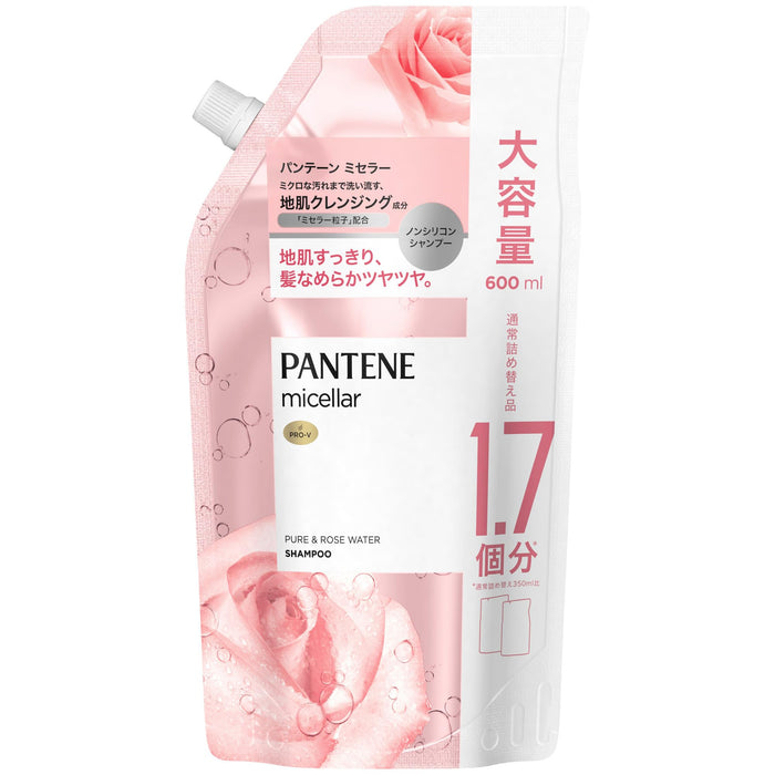 Pantene Micellar Shampoo with Pure & Rose Water Refill 600Ml Non-Silicone