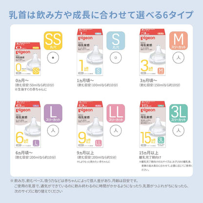 Pigeon Medium Size Breast Milk Sensation Nipple Silicone 3-6 Months 2 Pieces