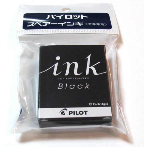 Pilot Black Fountain Pen Ink Cartridge - 12 Piece Set (Pirf12Sb)