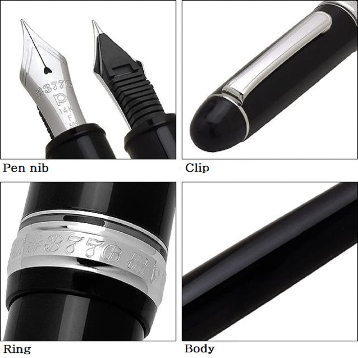 Platinum Pen 3776 Century Black Diamond Soft Fine Point Fountain Pen with Love Sticker