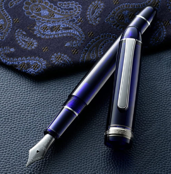 Platinum Pen 3776 Century Chartres Blue Fountain Pen Double Bold with Love Kanji Sticker