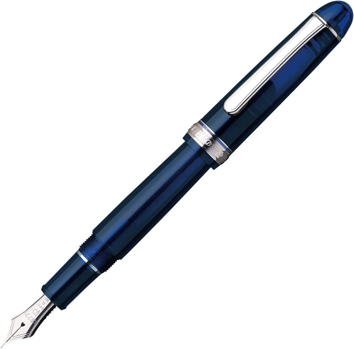 Platinum Pen 3776 Century Medium Point Rhodium Finish Chartres Blue Fountain Pen with Love Kanji Sticker