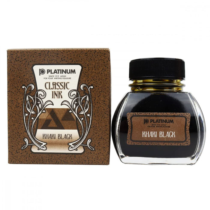 Platinum Fountain Pen Classic 61 - Khaki Black Bottle Ink - Inkk-2000-61