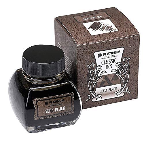 白金钢笔 - 经典 66 棕褐色黑色瓶装墨水型号 Inkk-2000-66