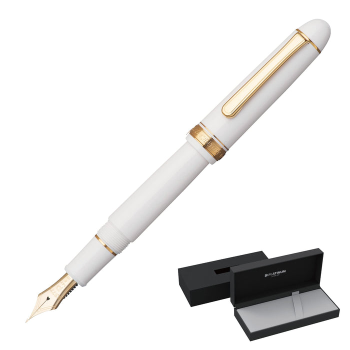 鉑金鋼筆 #3776 世紀中尖舍農索白色尺寸 139.5x15.4 毫米 20.5 克