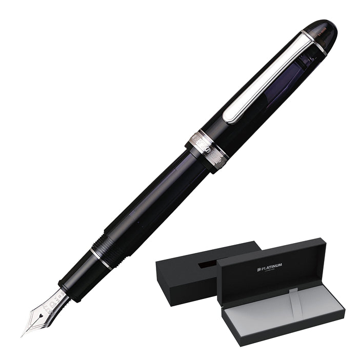 Platinum #3776 Century Black Diamond Ultra Fine Fountain Pen Rhodium Finish