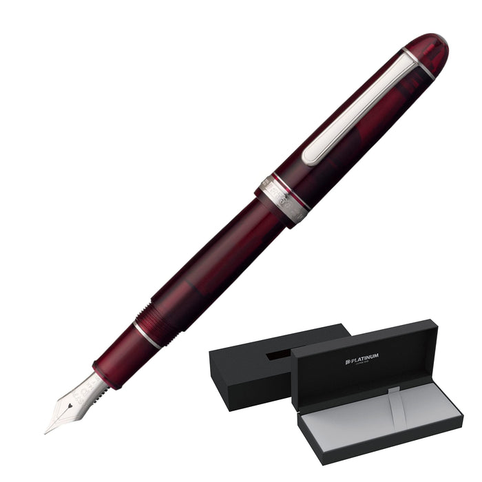 Platinum #3776 Century Fine Point Fountain Pen in Rhodium Burgundy Pnb-18000Cr #71-2