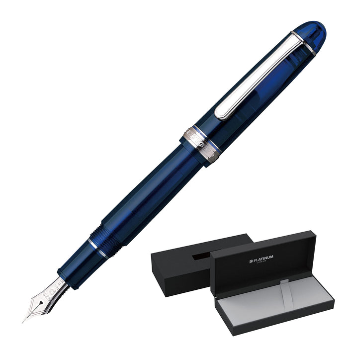 Platinum Fountain Pen #3776 Bold Century Rhodium Chartres Blue Model Pnb-18000Cr