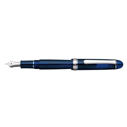 Platinum #3776 Century Medium Point Fountain Pen in Rhodium Chartres Blue