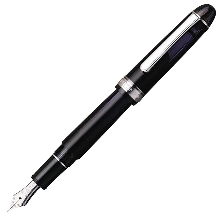 Platinum 3776 世纪黑钻钢笔，带粗体 B 铑饰面