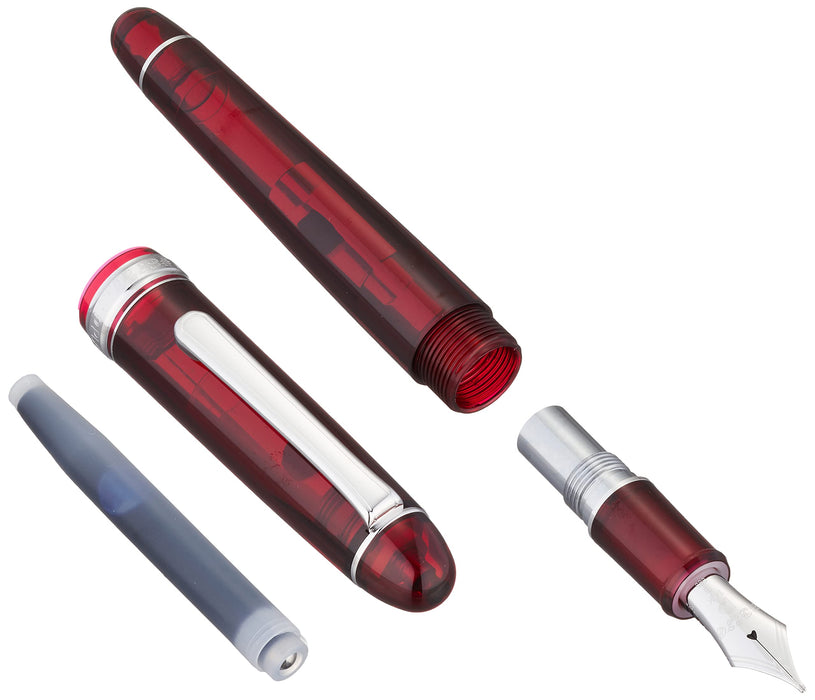 Platinum 3776 Century B Bold Fountain Pen Dual-Use Rhodium Finish Burgundy Color