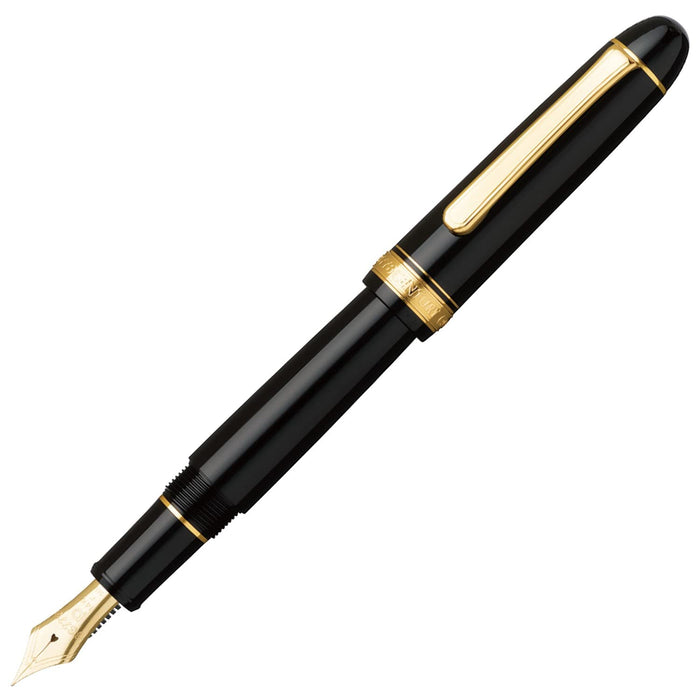 Platinum #3776 Century Black Fountain Pen - Bold Nib Regular Import