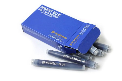 Platinum Fountain Pen with 10 Blue Water-Based Pigment Ink Cartridges