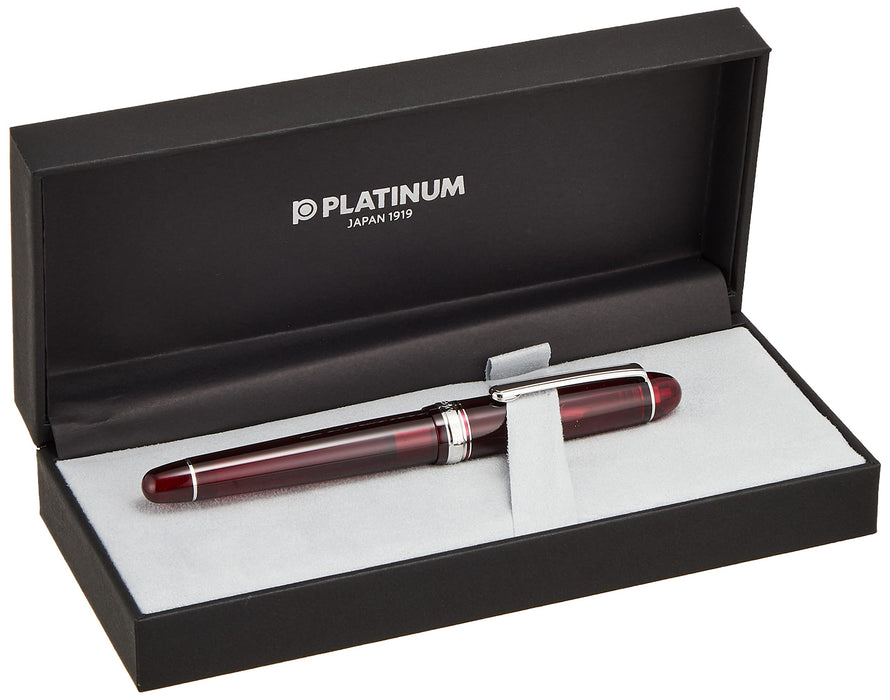 Platinum 3776 Century Burgundy Fountain Pen F Fine Point Rhodium Finish