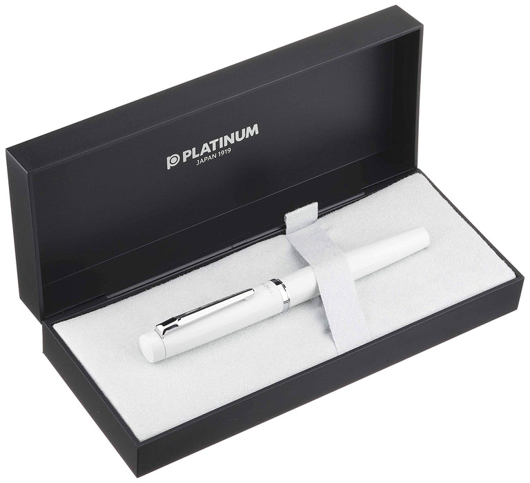 Platinum Niprocion White Porcelain Fountain Pen Medium Nib Dual-Use - PNS-5000