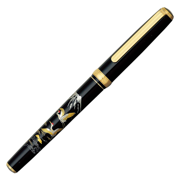 铂金钢笔 中号笔尖，现代莳绘鹤设计，两用