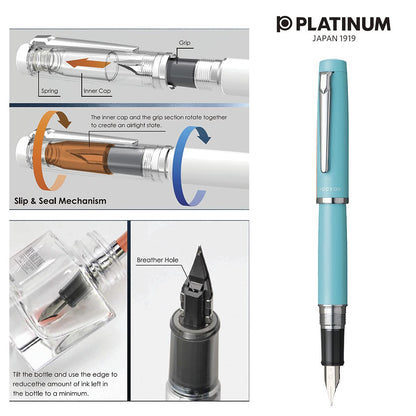 Platinum Procion #52 Medium Point Fountain Pen in Turquoise Blue