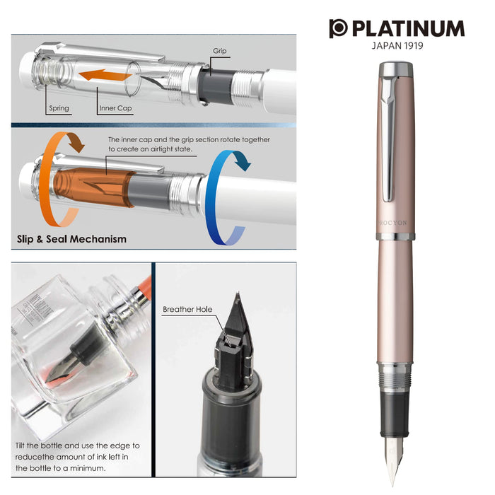 Platinum Fountain Pen Procion Luster Pns-8000#18-2 Rose Gold Fine Point