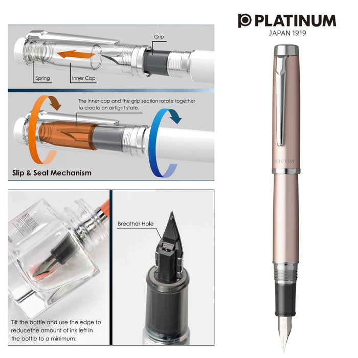 Platinum Fountain Pen Procion Luster Medium Point in Rose Gold
