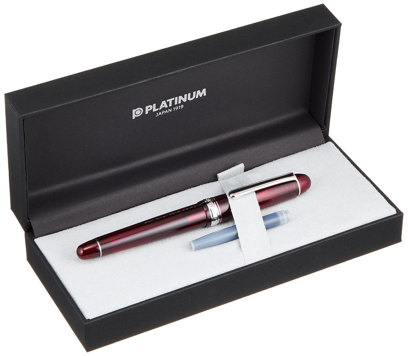 Platinum 3776 世纪勃艮第钢笔 - SF 细软铑饰面两用