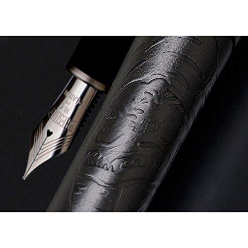 Charcoal Powder Taka-Makie Platinum Izumo Fountain Pen Medium Letter Jet Black Bamboo Forest Tiger Illustration