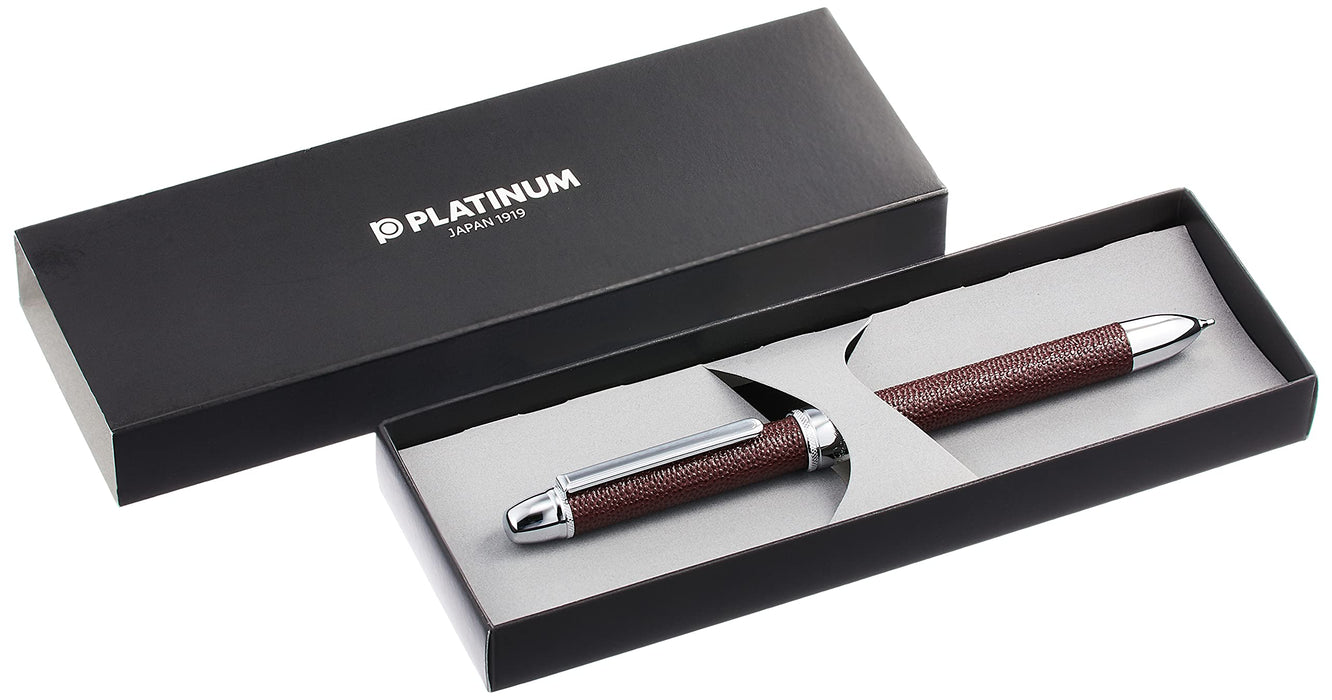 Platinum Multifunctional Fountain Pen Double 3 Action Sarabo Embossed Cowhide Wrap Wine Mwbl-3000S#10