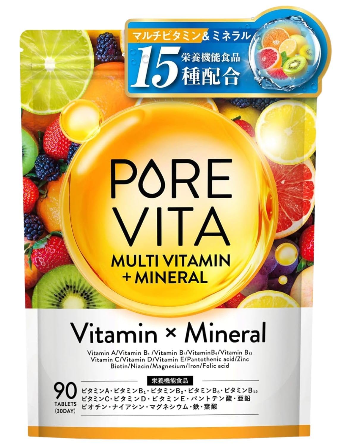 Asahi Group Foods Purevita Multivitamin 90 Tablets - 30 Day Made in Japan