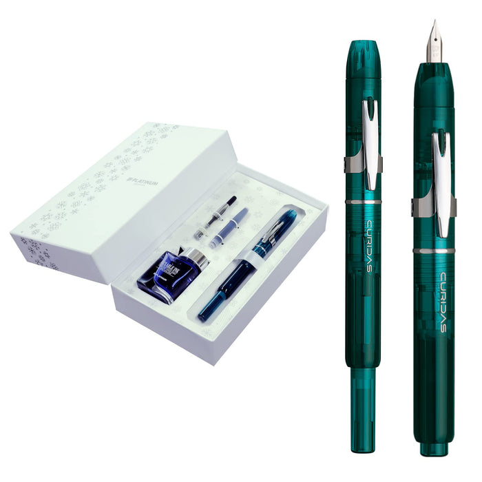 Platinum Fountain Pen Christmas Limited Gift Set - Urban Green EF Point PKN-7000Setrd-43-Ef with Ink and Converter